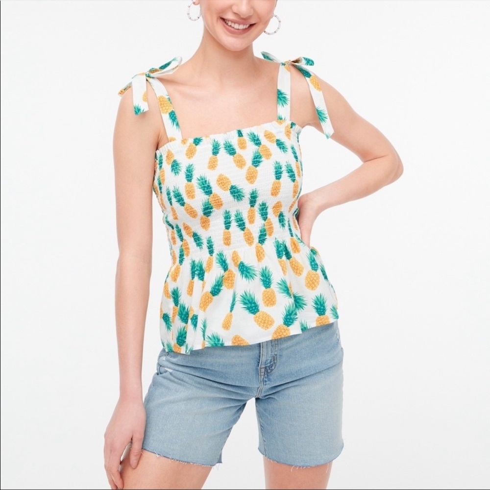 Jcrew Top | Smocked Pineapple Tie top